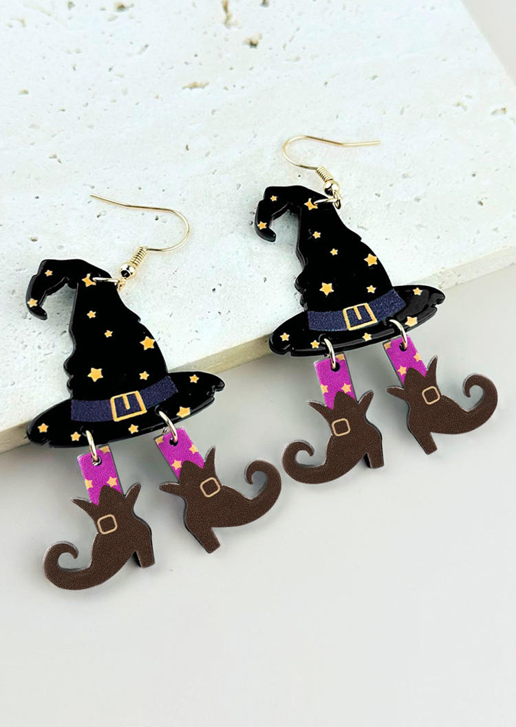 

Earrings Halloween Witch Hat Boots Earrings in Black. Size