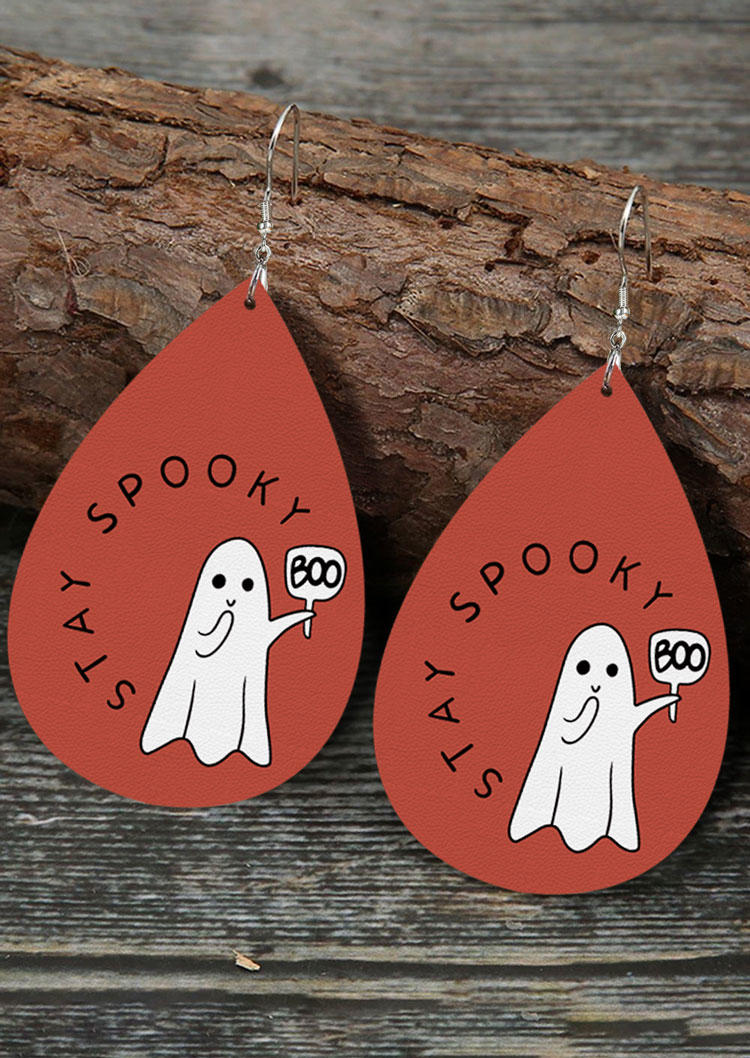 

Earrings Halloween Stay Spooky Boo Water Drop Earrings - Cameo Brown in Red. Size