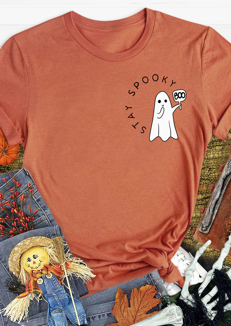 

T-shirts Tees Halloween Stay Spooky Boo T-Shirt Tee in Orange. Size: L,M,,XL