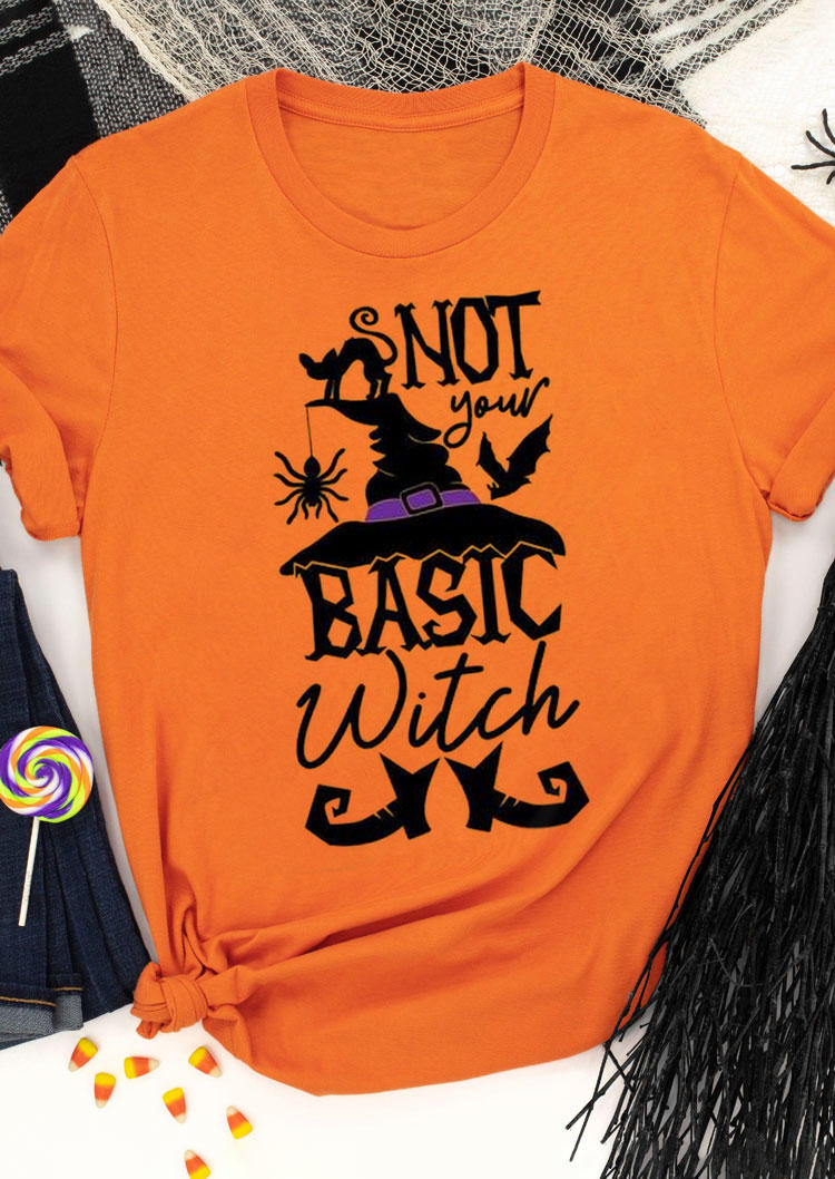 

T-shirts Tees Halloween Not Your Basic Witch Hat T-Shirt Tee in Orange. Size: L,M,,XL
