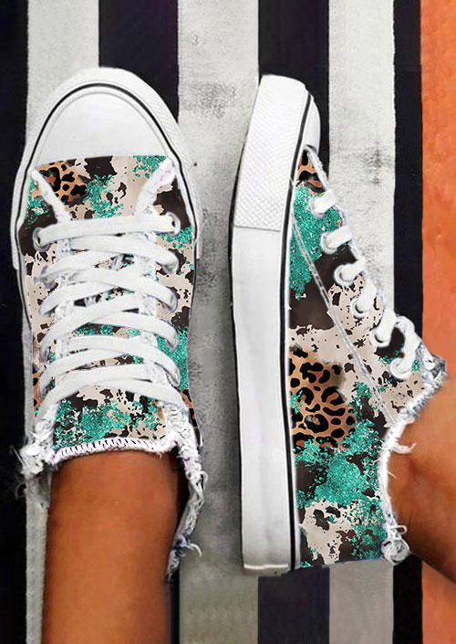 

Sneakers Cow Leopard Abstract Graphic Flat Sneakers in Multicolor. Size: ,39,41