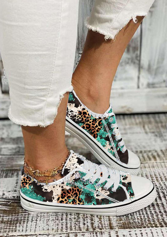 Cow Leopard Abstract Graphic Flat Sneakers