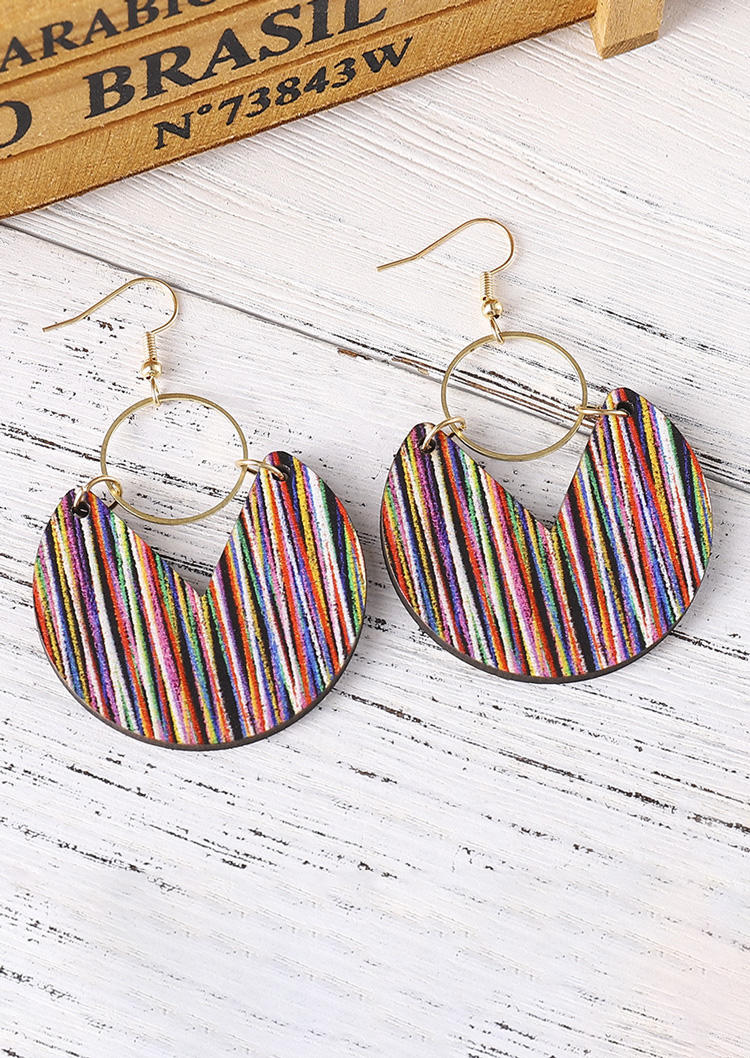 

Earrings Aztec Geometric Serape Striped Hollow Out Earrings in Blue,Multicolor. Size