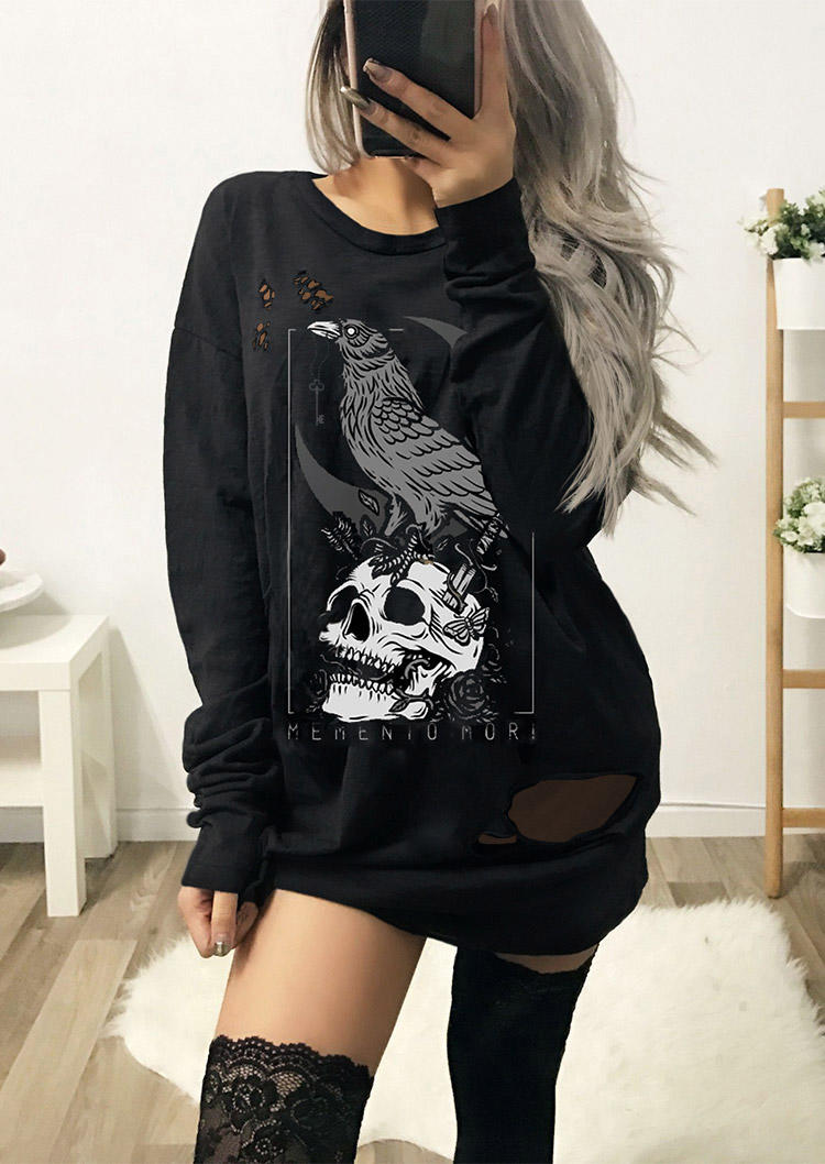 

Sweatshirt Dresses Halloween Memento Mori Skull Sweatshirt Dress in Black. Size: L,,XL