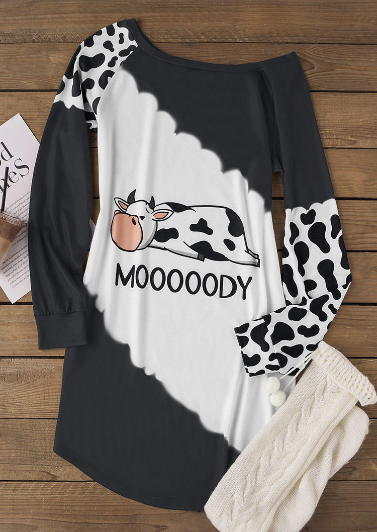 

Sweatshirt Dresses Mooooody Cow Color Block Sweatshirt Dress in Multicolor. Size