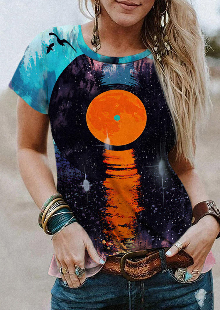 

T-shirts Tees Music CD Sunset Western O-Neck T-Shirt Tee in Multicolor. Size: L,M,,XL