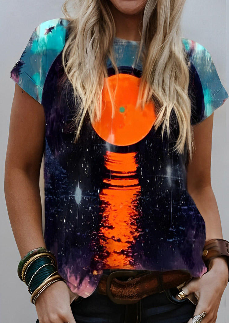 Music CD Sunset Western O-Neck T-Shirt Tee