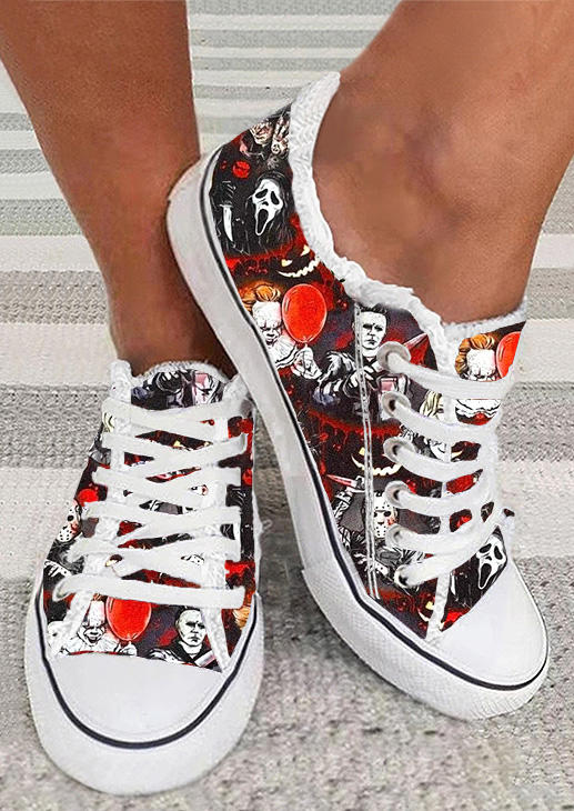 Halloween Horror Movie Character Flat Sneakers