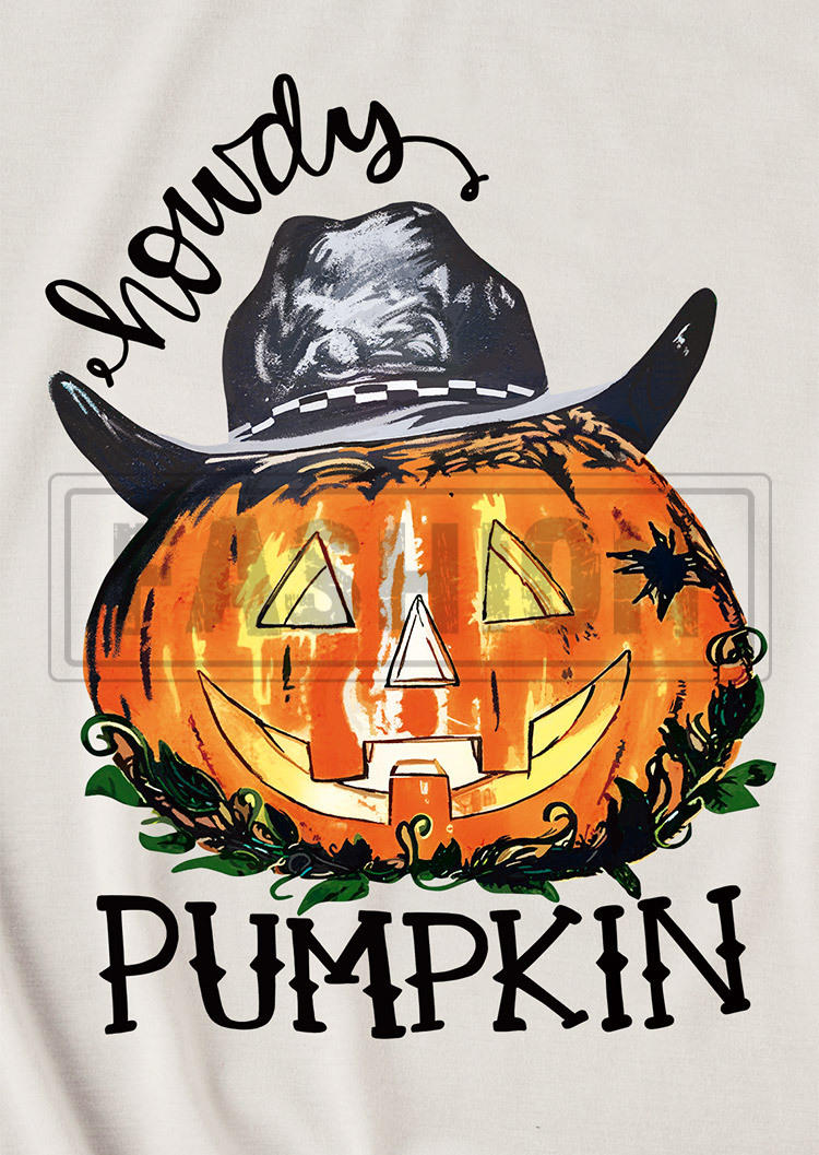 Halloween Howdy Pumpkin T-Shirt Tee - Apricot