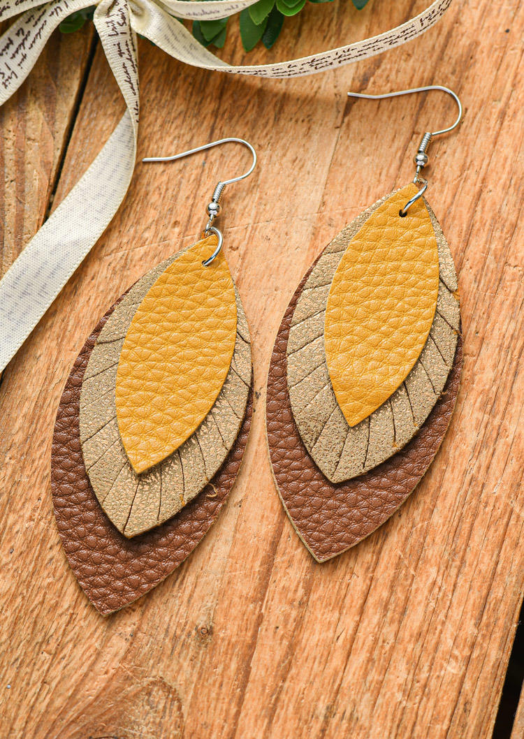 

Earrings Leaf Multi-Layered PU Leather Earrings in Orange. Size