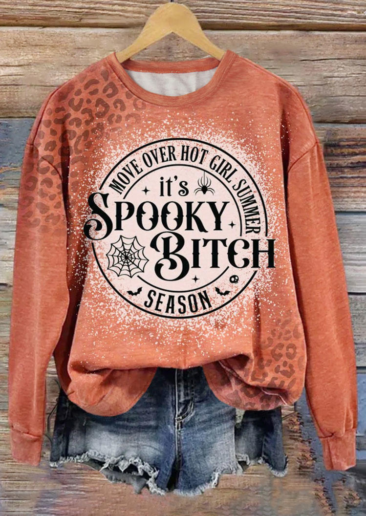 

Sweatshirts Halloween Move Over Hot Girl Summer It's Spooky Bitch Season Leopard Sweatshirt in Orange. Size