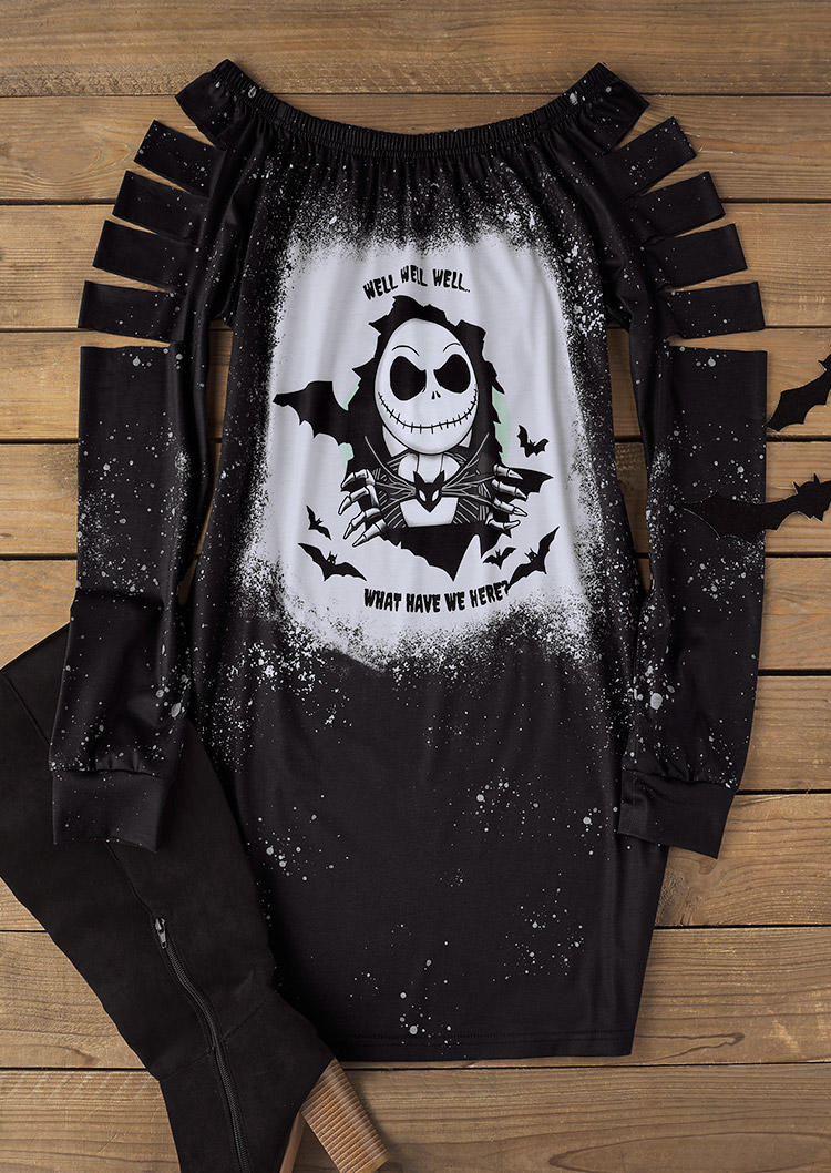 

Sweatshirt Dresses Halloween Ghost Face Bat Bleached Cut Out Sweatshirt Dress in Black. Size