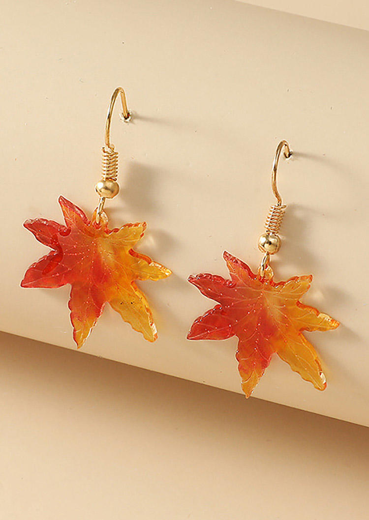 

Earrings Gradient Maple Leaf Alloy Hook Earrings in Orange. Size