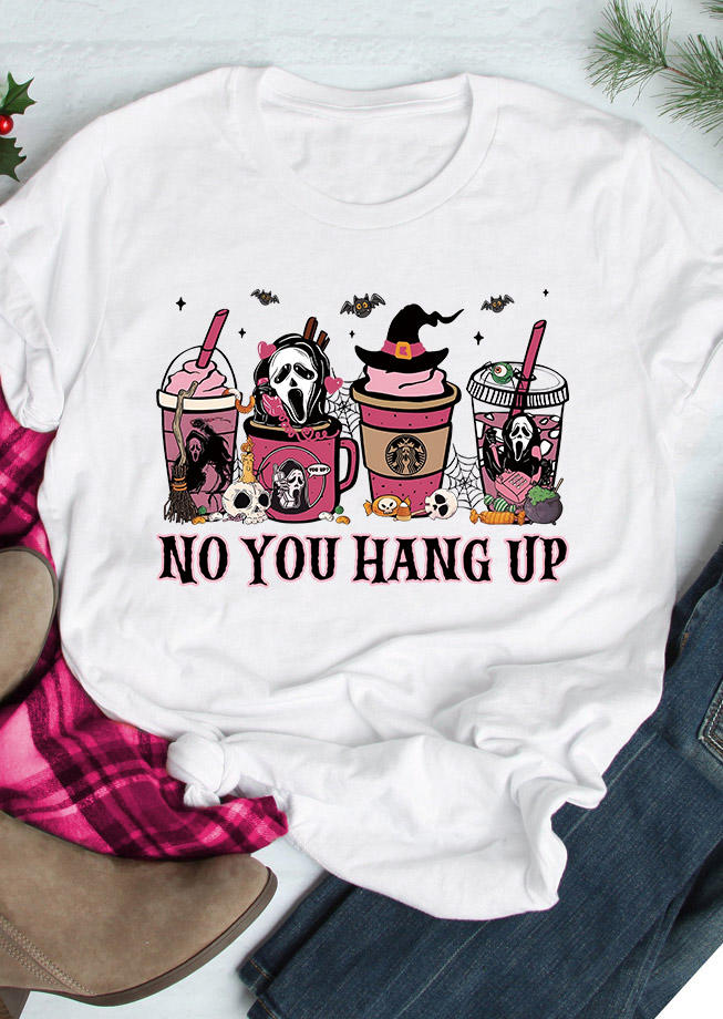 

T-shirts Tees Halloween No You Hang Up Ghost Bat T-Shirt Tee in White. Size