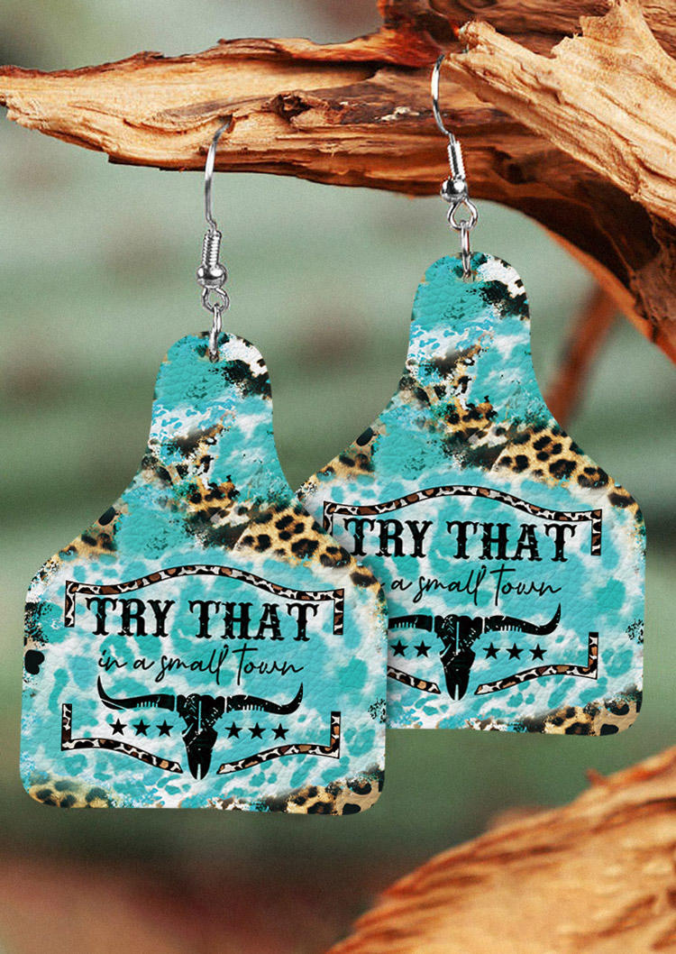 

Earrings Leopard Steer Skull PU Leather Earrings in Multicolor. Size