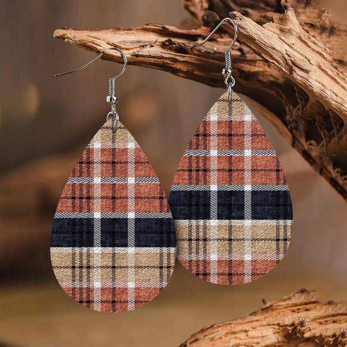 Plaid Color Block Striped Hook Earrings