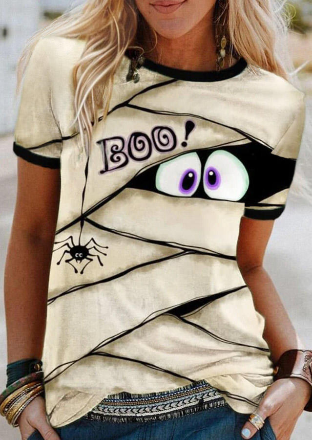 Halloween Boo Peeping Eyes Spider T-Shirt Tee