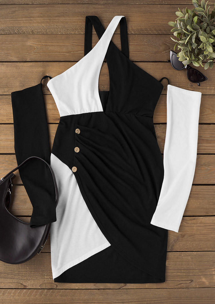 

Bodycon Dresses Color Block Criss-Cross Hollow Out Wrap Ruched Cold Shoulder Bodycon Dress in Black. Size: L,M,,XL