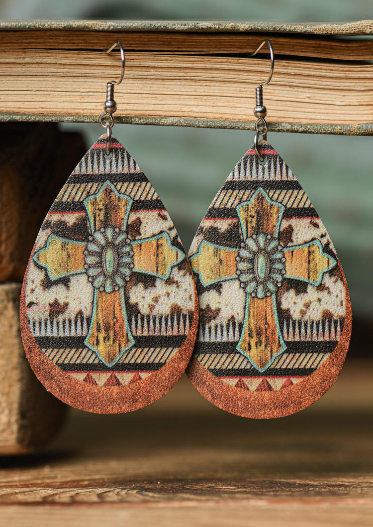 

Earrings Cross Cow Turquoise Water Drop Earrings in Multicolor. Size