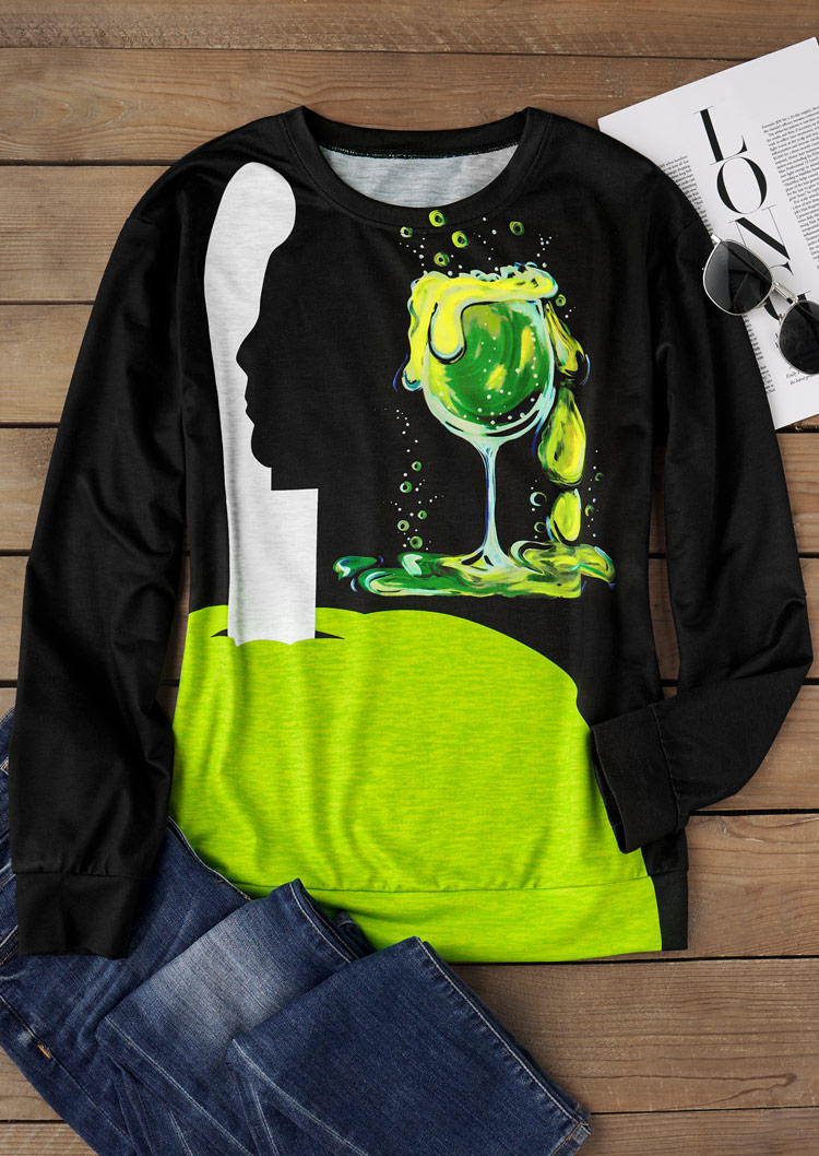 

Sweatshirts Halloween Happy Hour Wine Glass Color Block Sweatshirt in Multicolor. Size: L,M,,XL