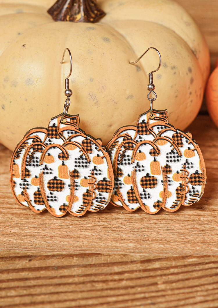 

Earrings Pumpkin Plaid Hook Alloy Earrings in Multicolor. Size