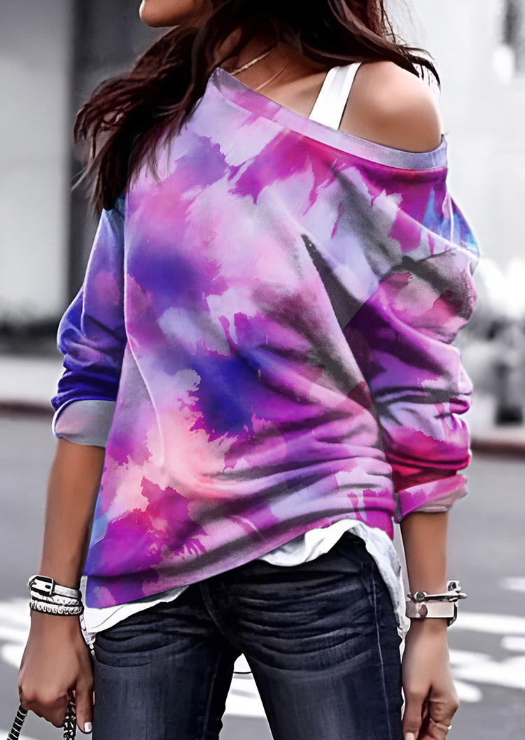 

Sweatshirts Tie Dye One Sided Cold Shoulder Sweatshirt in Multicolor. Size: L,M,,XL