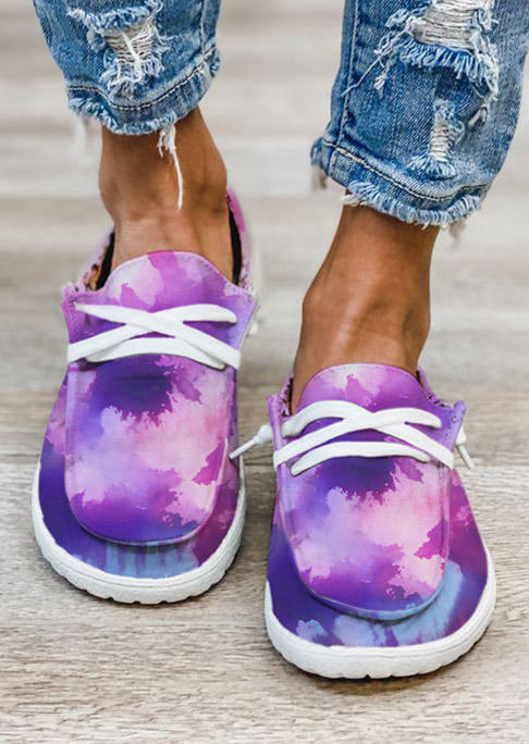 

Sneakers Tie Dye Slip On Flat Canvas Sneakers in Multicolor. Size: ,38,39,40,41