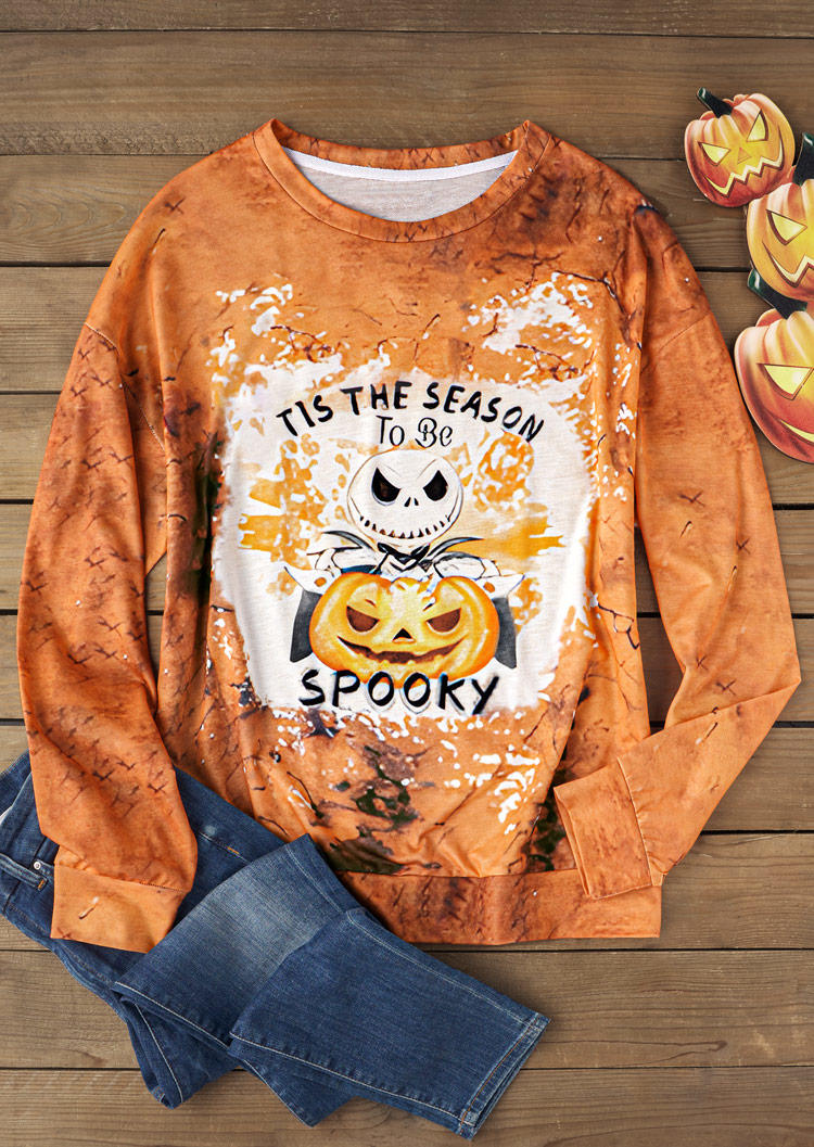 

Sweatshirts Halloween Tis The Season To Be Spooky Bleached Sweatshirt in Multicolor. Size: M