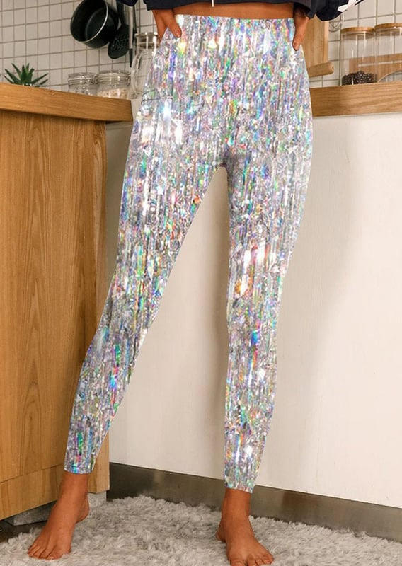 

Leggings Glitter High Waist Skinny Leggings in Multicolor. Size