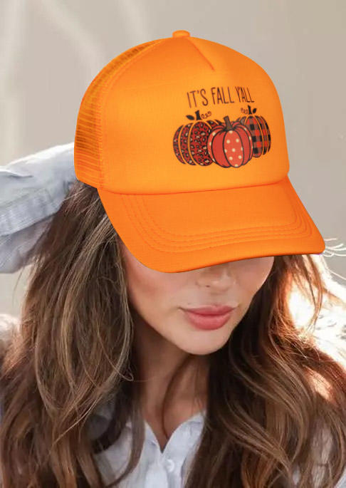 It's Fall Y'all Leopard Plaid Polka Dot Pumpkin Baseball Cap