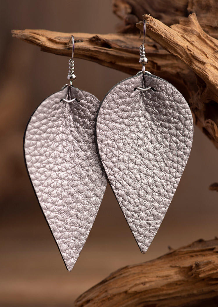 

Earrings Leaf PU Leather Hook Earrings in Gray. Size
