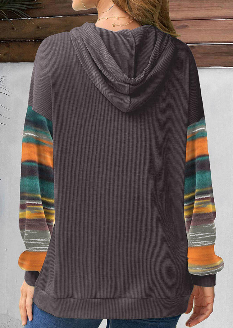 

Hoodies Color Block Cut Out Drawstring Hoodie in Multicolor. Size: L,M,,XL