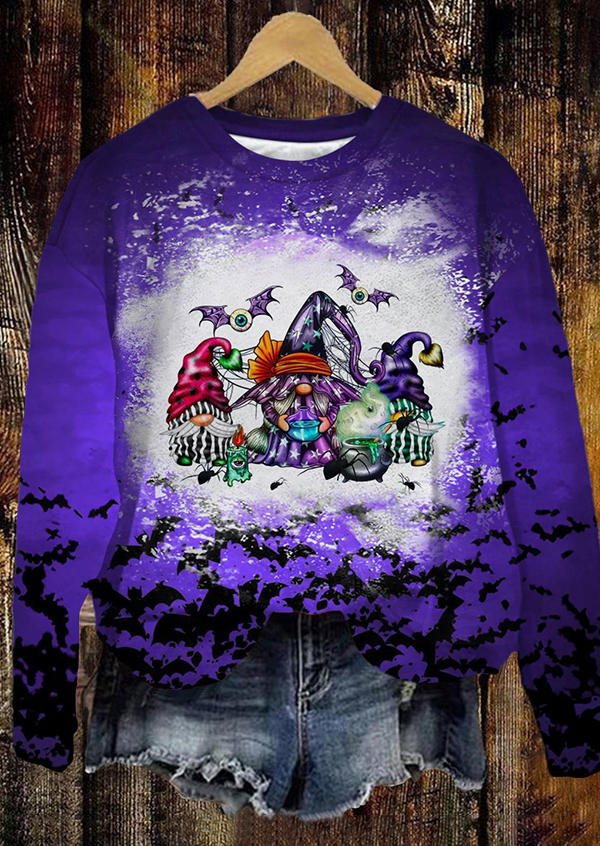 

Sweatshirts Halloween Gnomies Bat Spider Bleached Sweatshirt in Multicolor. Size: L,M,,XL