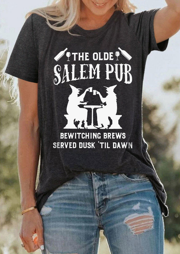 

T-shirts Tees Halloween The Olde Salem Pub Witches Bewitching Brews T-Shirt Tee - Dark Grey in Gray. Size