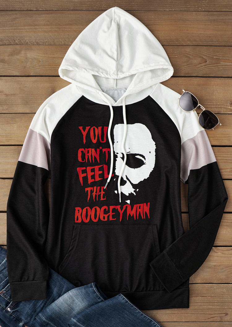 

Hoodies Halloween You Can't Feel The Boogeyman Kangaroo Pocket Hoodie in Black. Size