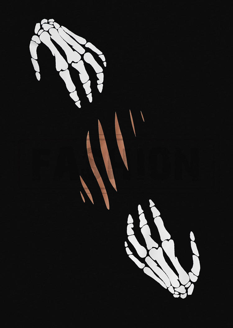 Halloween Skeleton Hand Cut Out Hoodie - Black