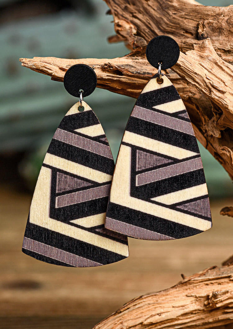 Irregular Colorful Striped Wooden Earrings