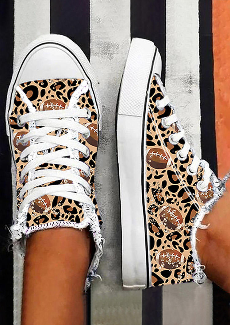 

Sneakers Leopard Soccer Glitter Lace Up Frayed Flat Sneakers in Multicolor. Size: ,38,39,40,41
