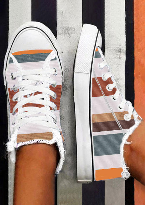 

Sneakers Striped Color Block Lace Up Sneakers in Multicolor. Size: ,38,39,40,41
