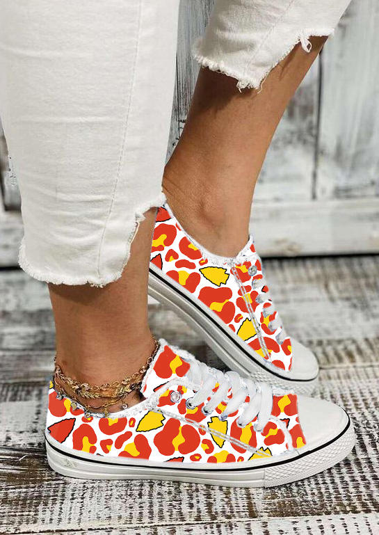 Leopard Lace Up Frayed Flat Sneakers