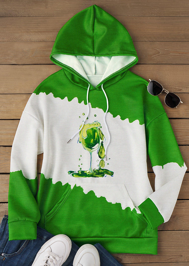 

Hoodies Halloween Happy Hour Wine Glass Gradient Hoodie in Green. Size: L,M,,XL