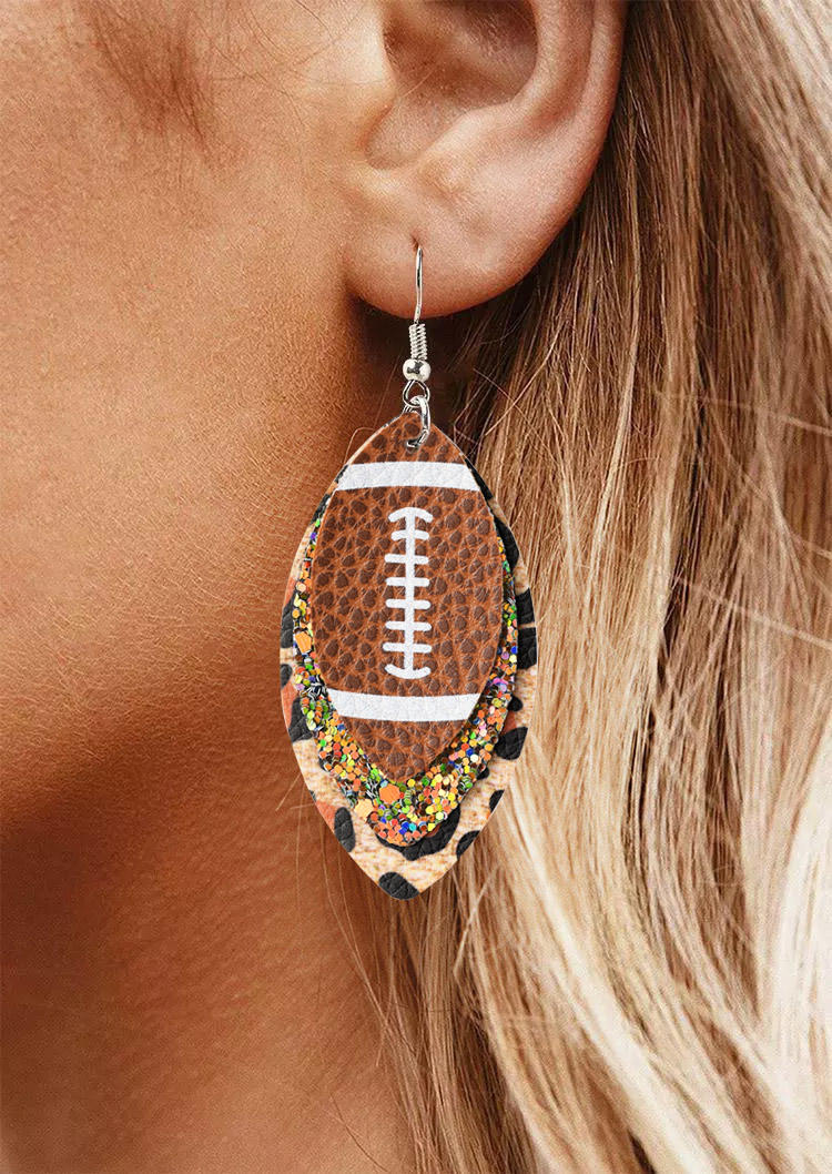 

Earrings Leopard Soccer Glitter Multi-Layered PU Leather Earrings in Multicolor. Size