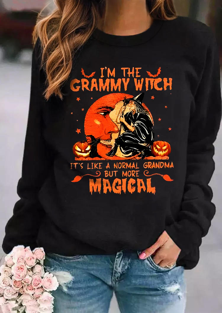 

Sweatshirts Halloween I'm The Grammy Witch Pumpkin Face Bat Sweatshirt in Multicolor. Size: L,M,,XL