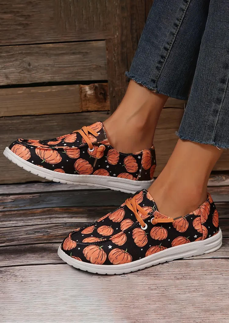 Pumpkin Star Lace Up Flat Sneakers
