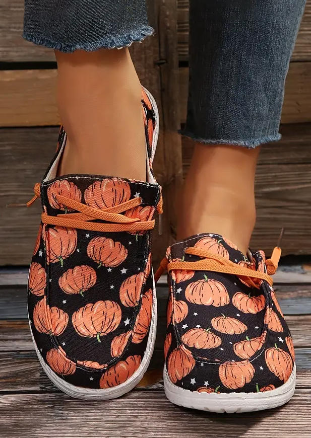 Pumpkin Star Lace Up Flat Sneakers