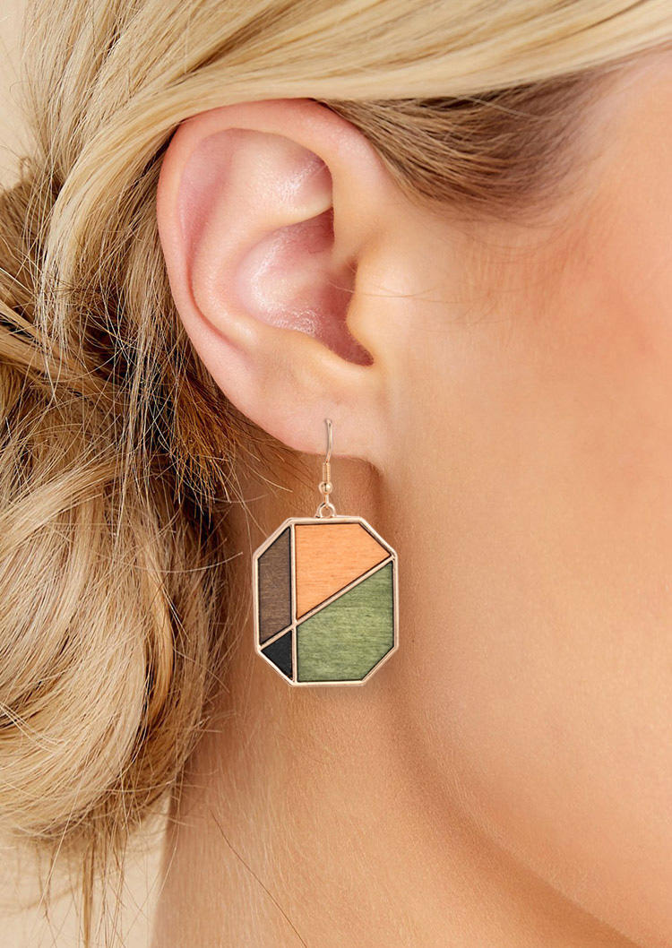 

Earrings Color-Blocked Geometric Earrings in Green. Size