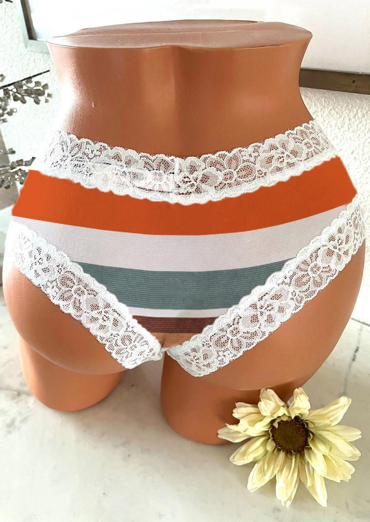 

Panties Striped Color Block Lace Stitching Panties in Multicolor. Size: L,M,,XL