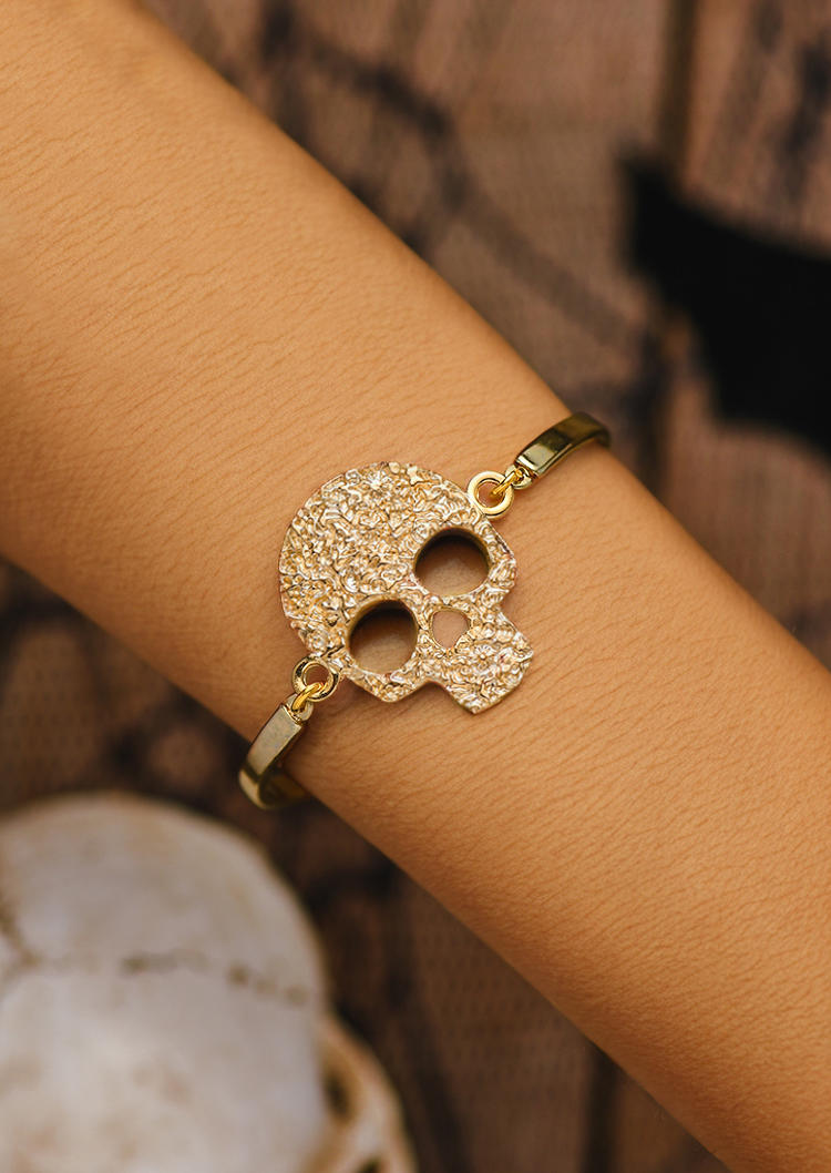 

Bracelet Halloween Skull Hollow Out Alloy Bracelet in Gold. Size