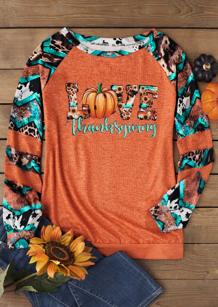 

Sweatshirts Thanksgiving Love Pumpkin Sunflower Leopard Cow Sweatshirt in Multicolor. Size: ,XL