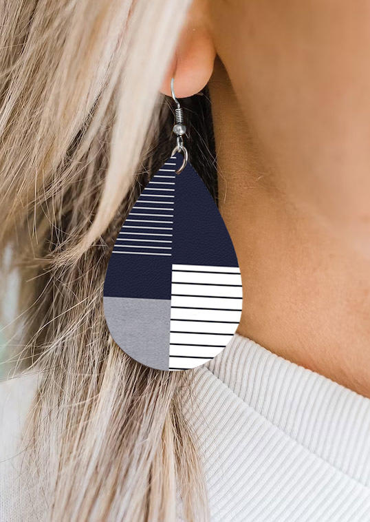 

Earrings Striped Color Block Water Drop Earrings in Multicolor. Size
